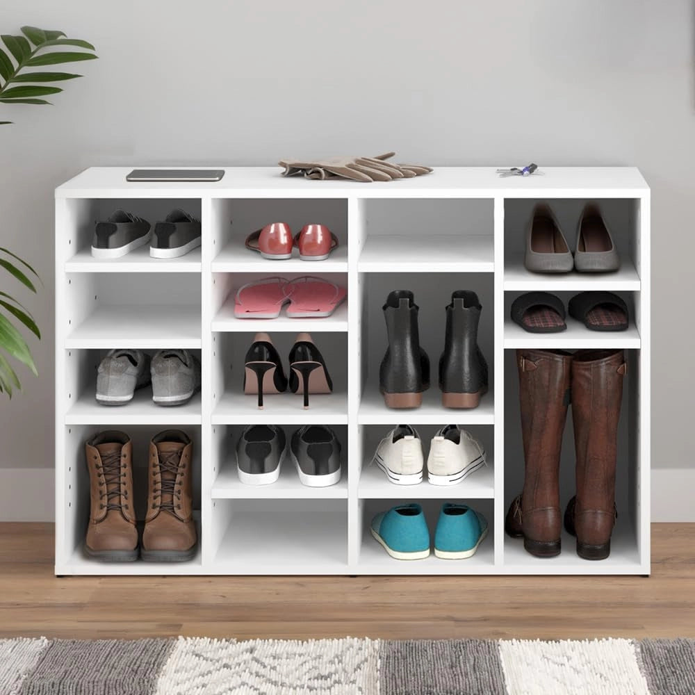 Scarpiera Lysander, Bianco, 104 x 65.5 cm, per una conservazione ordinata di scarpe e accessori