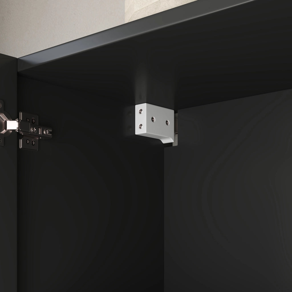 Pensile da parete con 3 ante in MDF; 90 x 29 x 60 cm; nero