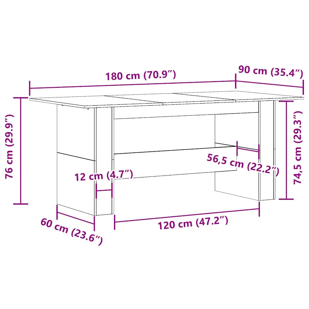 Tavolo da Pranzo | Tavolo da cucina Legno Vecchio 180x90x76cm in Legno Multistrato