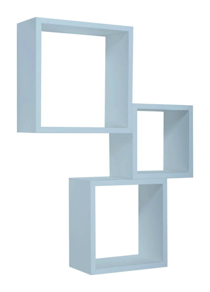 Set 3 Mensole da Parete Cubo in Fibra di Legno Incubo Blu Baltico