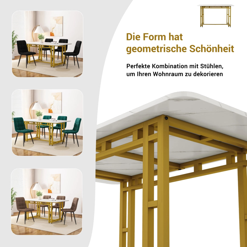 TAVOLO DA PRANZO 120x70 cm MDF Dorato con gambe in metallo