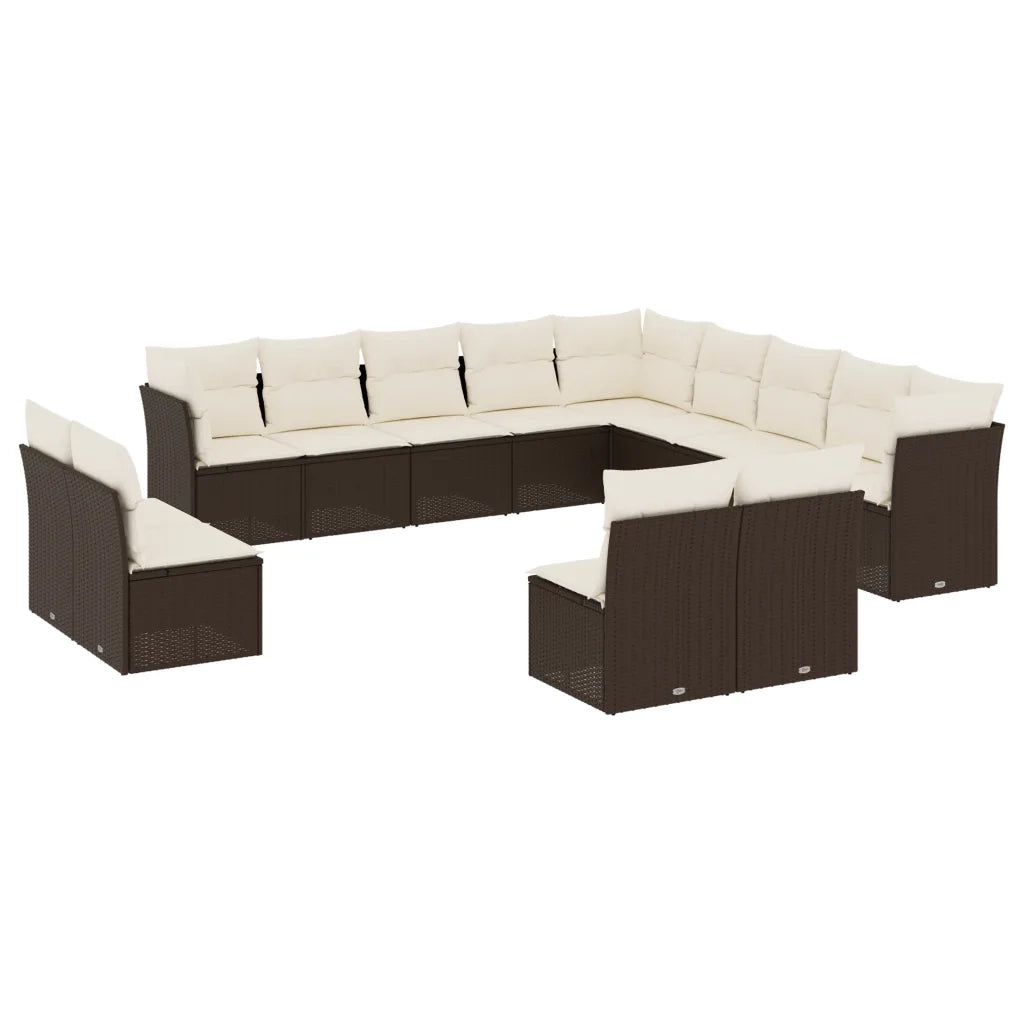 Set Divani da Giardino 13 pz con Cuscini Marrone in Polyrattan 3218493