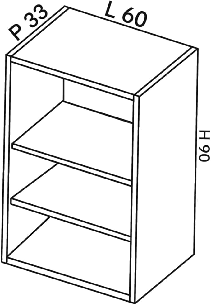 Pensile Cucina  in Legno Nobilitato Bianco, Mobile Alto con 2 Ante, Pensile Componibile Moderno Made in Italy (H90XL60XP33cm)