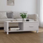 Tavolino HAMAR Bianco 100x55x35 cm in Legno Massello di Pino 340453