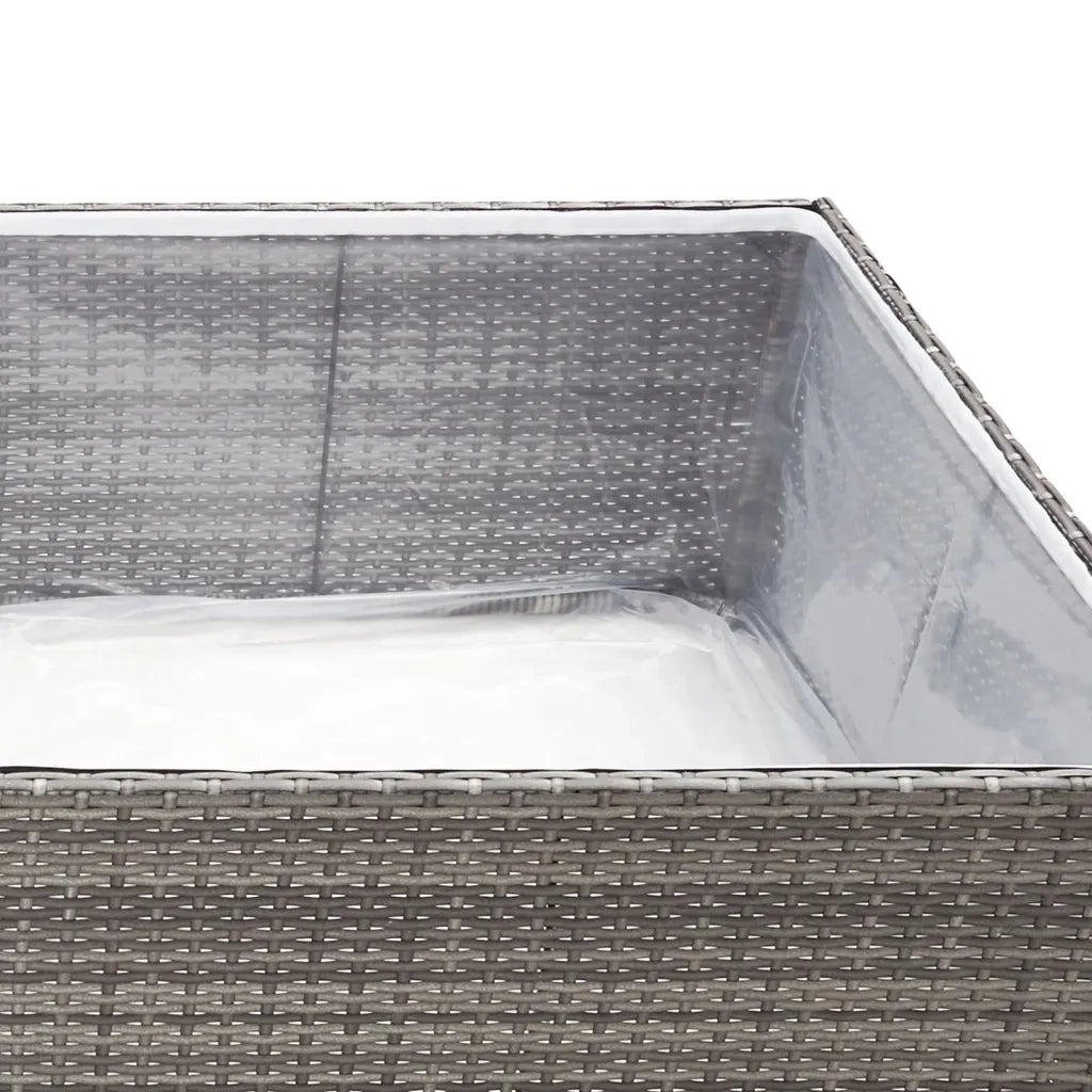Fioriera da Giardino-Vaso da Esterno-Contenitore per Piante Grigia 80x80x40 cm in Polyrattan