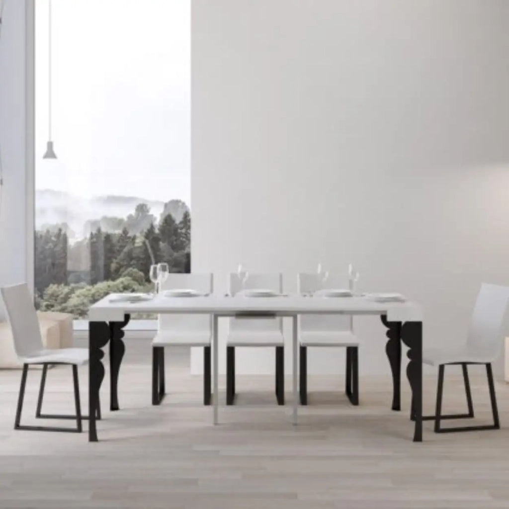 Consolle allungabile 90x40/300 cm Paxon bianco frassino gambe antracite