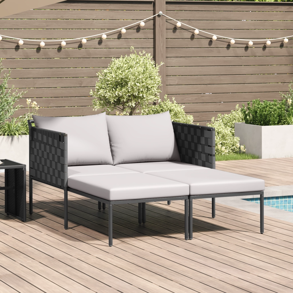 Lettino prendisole con cuscini per 2 persone Anthracite 115x153x69,5 cm Acciaio