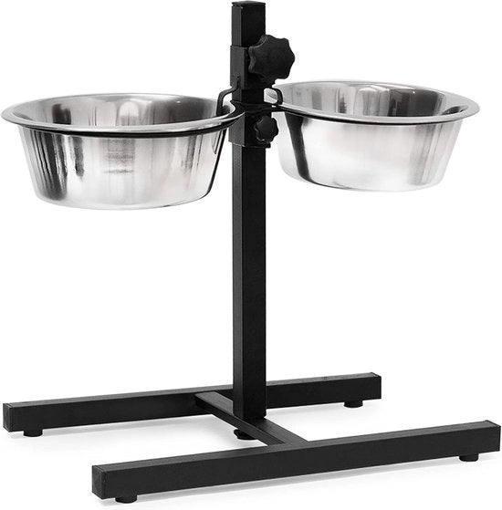 Ciotola per Cane Op Standaard - Altezza Regolabile - Ciotola per Cane con Standaard - 1,6L - Ciotola per Cane - Antiscivolo - 42 x 46 x 27 cm
