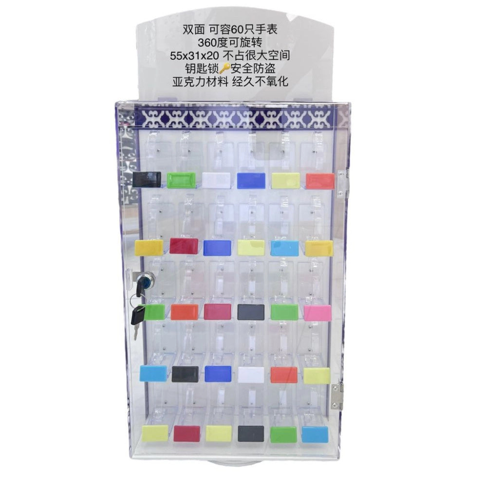 Trade Shop - Espositore Porta Orologi 60 Posti Girevole Con Serratura Professionale -