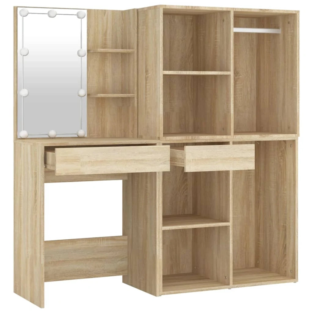 Toletta LED con 2 armadietti 60 x 40 x 140 cm legno ingegnerizzato beige 02_0006246