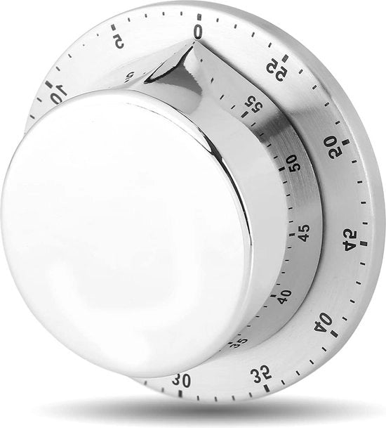 Timer meccanico in acciaio inossidabile con conto alla rovescia e allarme acustico - ideale per la cottura - 1 pezzo.