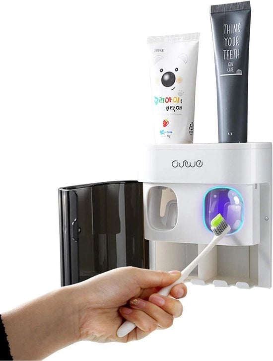 Oggetto da Parete per Tampone da Denti - Ospite per Tampone da Denti Elettrico - Dispensatore di Pasta da Denti doppio con Morsetto