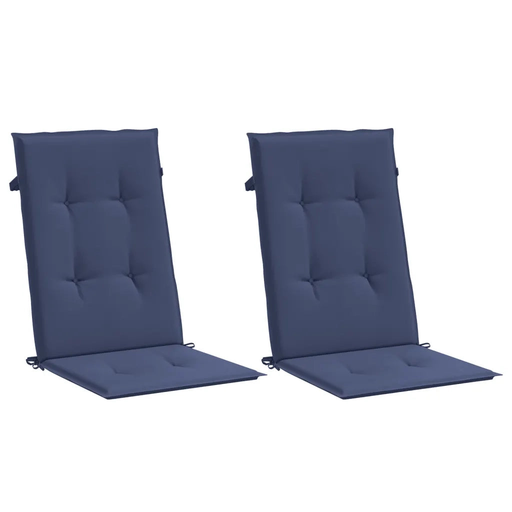 Cuscini Sedia Schienale Alto 2 pz Blu Marino in Tessuto 378611