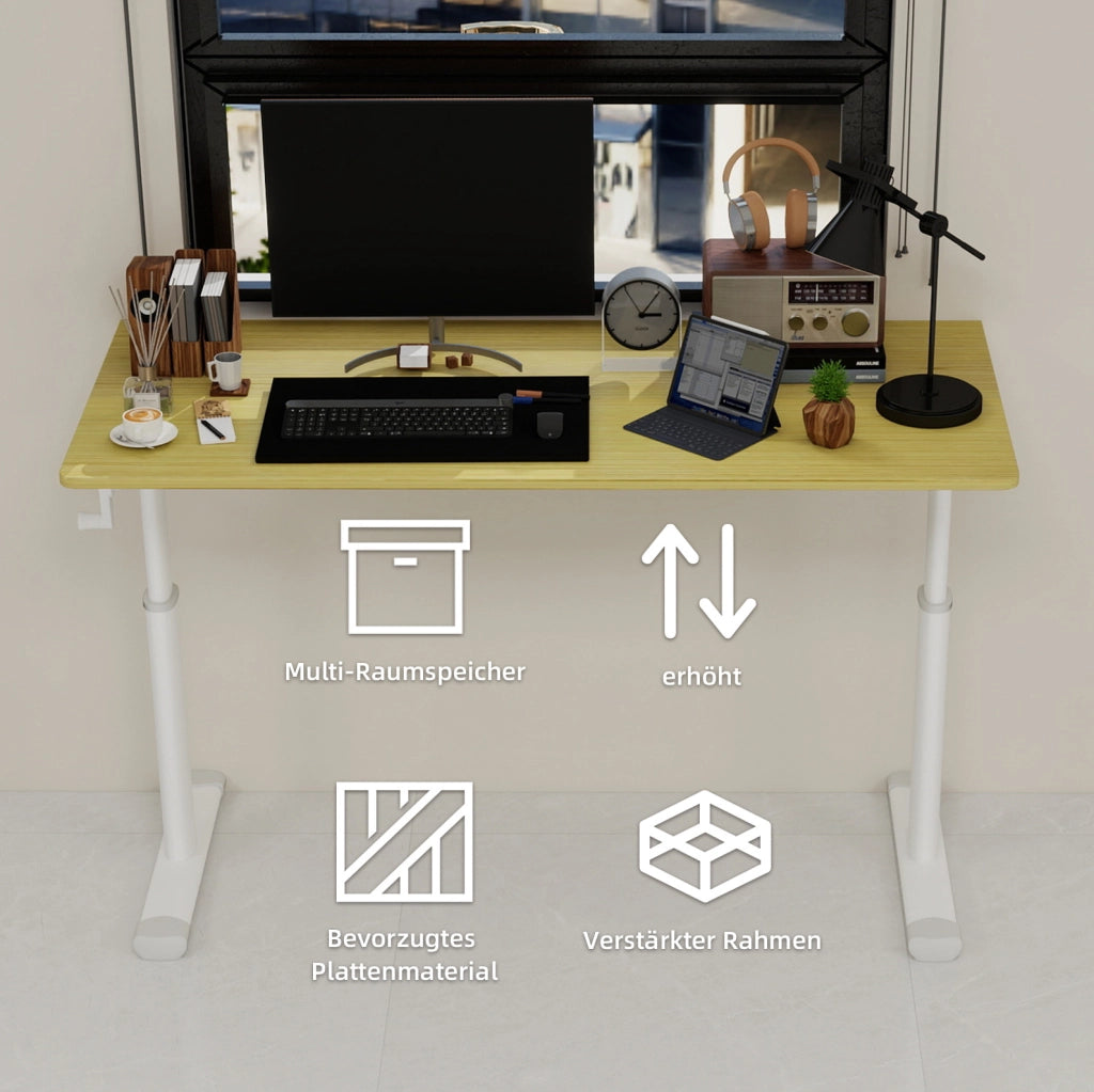 Scrivania Regolabile in Altezza per Studio e Ufficio - Design Compatto e Manuale senza Elettricità