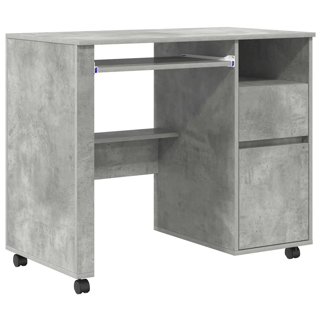 Scrivania con Ruote con cassetto Grigio cemento 91 x 50 x 77 cm 869533