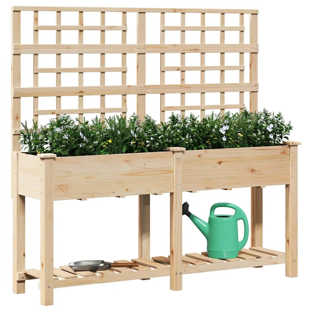 Fioriere | Cassetta per fiori | Vaso da giardino con lo scaffale Beige 161 x 46 x 152,5 cm