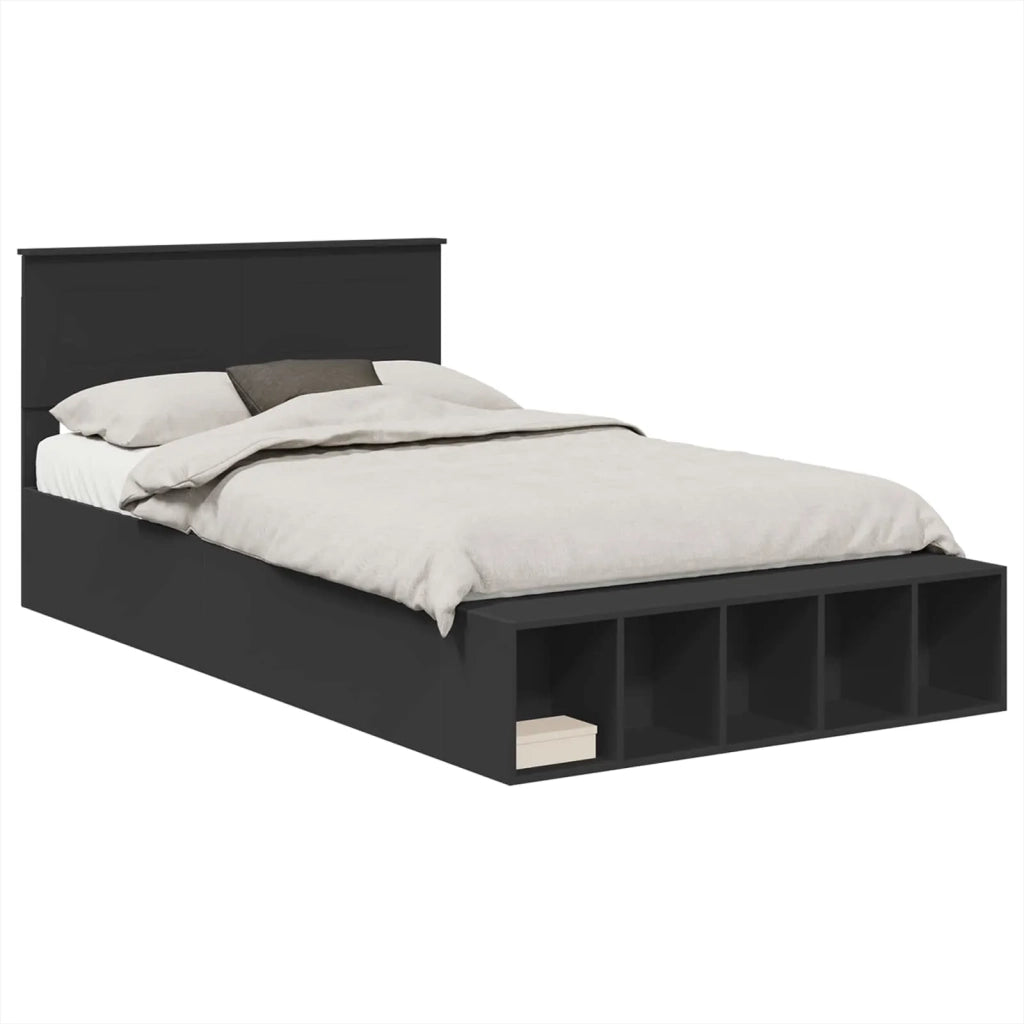 Struttura del letto-Giroletto Nero 135 x 190 cm Legno multistrato 435469