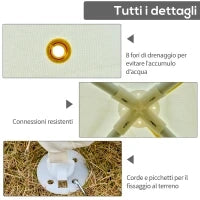 Gazebo Impermeabile con Zanzariere da Giardino Esterno Tendone in Poliestere 3 x 3 x 2.45 m Beige