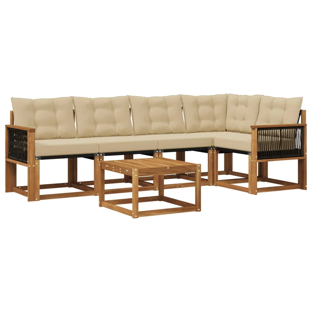 Set di divani da esterno 6 pz Naturale e Beige 3381969