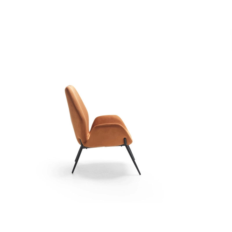 Poltrona rivestita in velluto Gambe metallo verniciato Brandy 73cm X 68cm H 85cm Stones