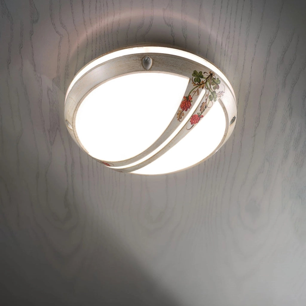 Plafoniera Esterno Classica Brindisi Metallo Ceramica Bianco Sfumato 1 Luce E27