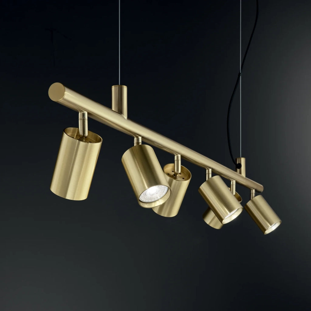 Lampada A Sospensione Collezione DYNAMITE 4 Luci Ottone Altezza Regolabile Ideal Lux
