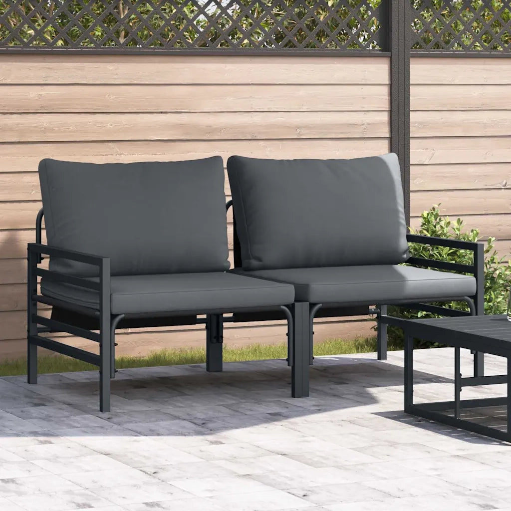 Divano da Giardino-Mobili da Esterno 2 Pezzo Antracite 80 x 80 x 71 cm Acciaio 102733