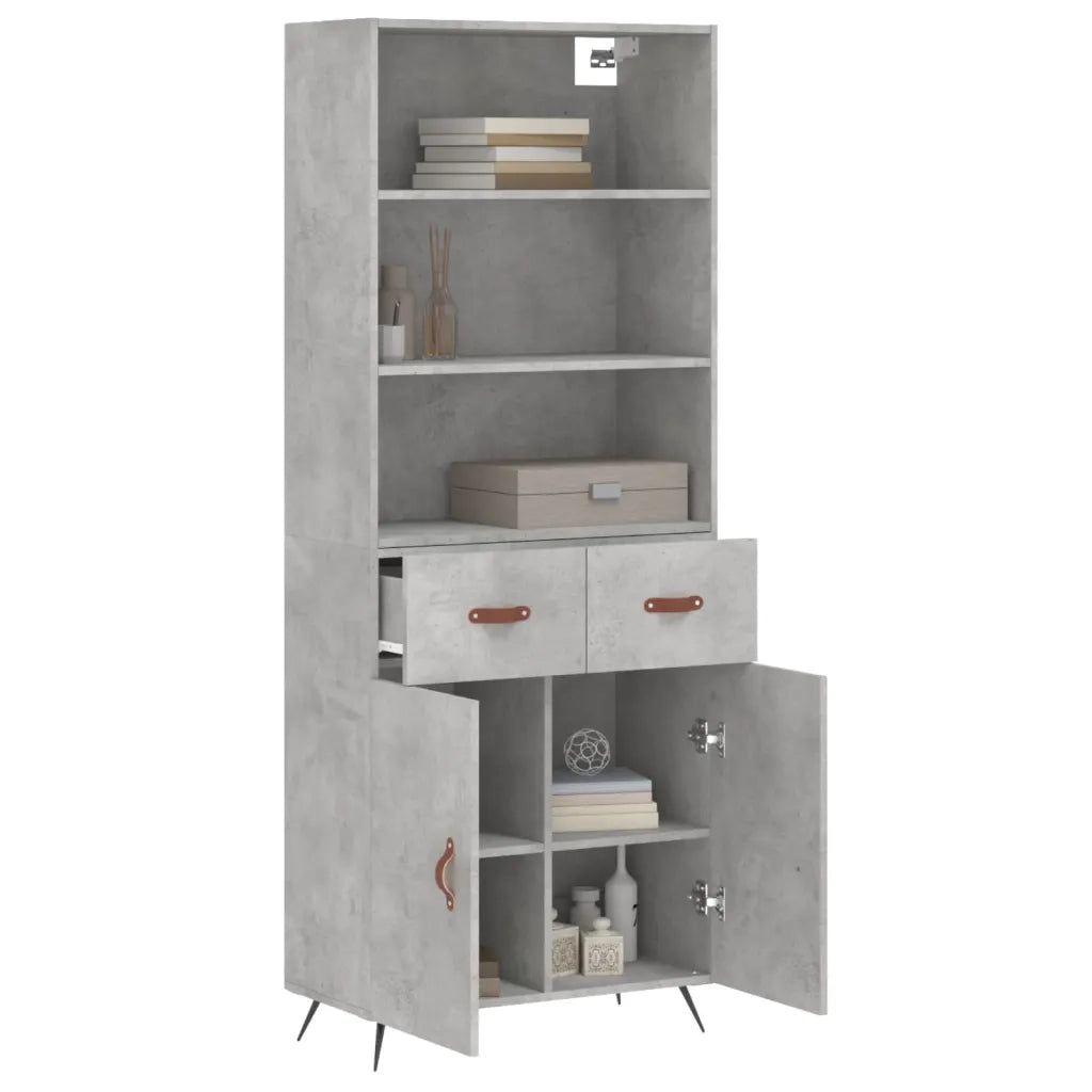 Credenza-Buffet-Armadio da cucina Grigio Cemento 69,5x34x180 cm in Legno Multistrato 739012