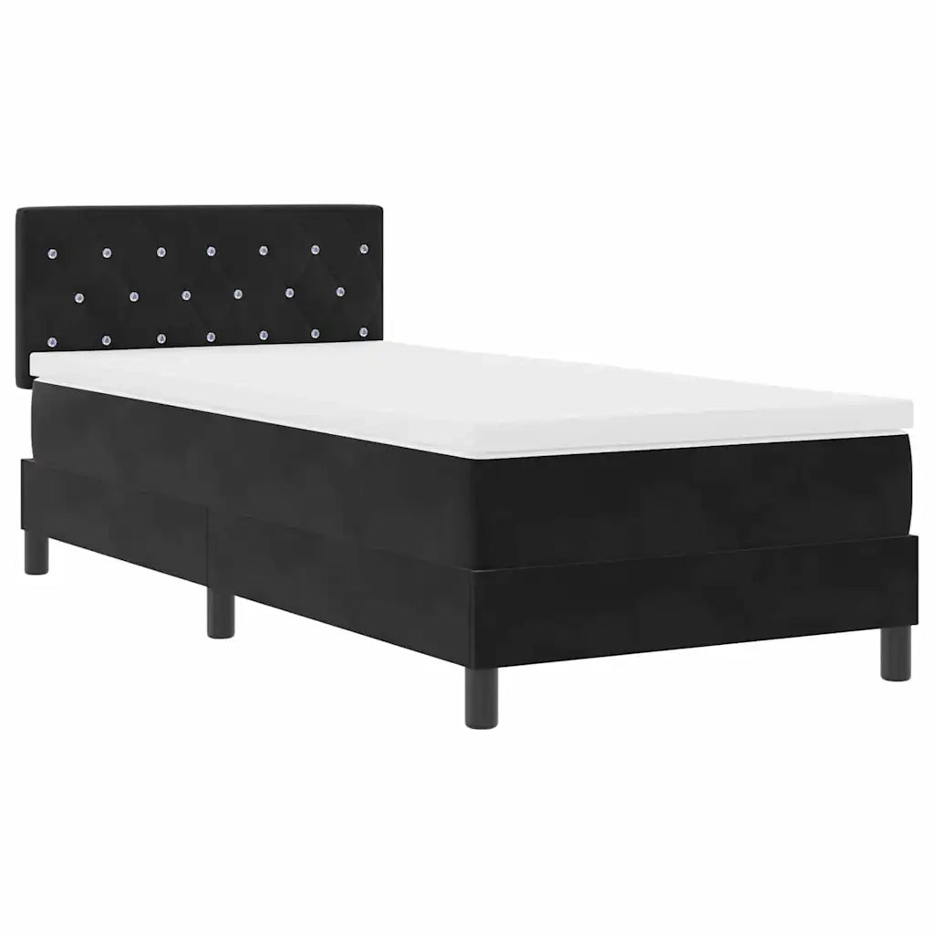 Letto singolo | Letto per adulti | Letto a molle con materasso Nero 100 x 200 cm Velluto