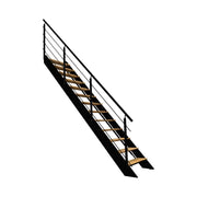 SPECTRA - Scala dritta in legno con LED integrati, nera con balaustra