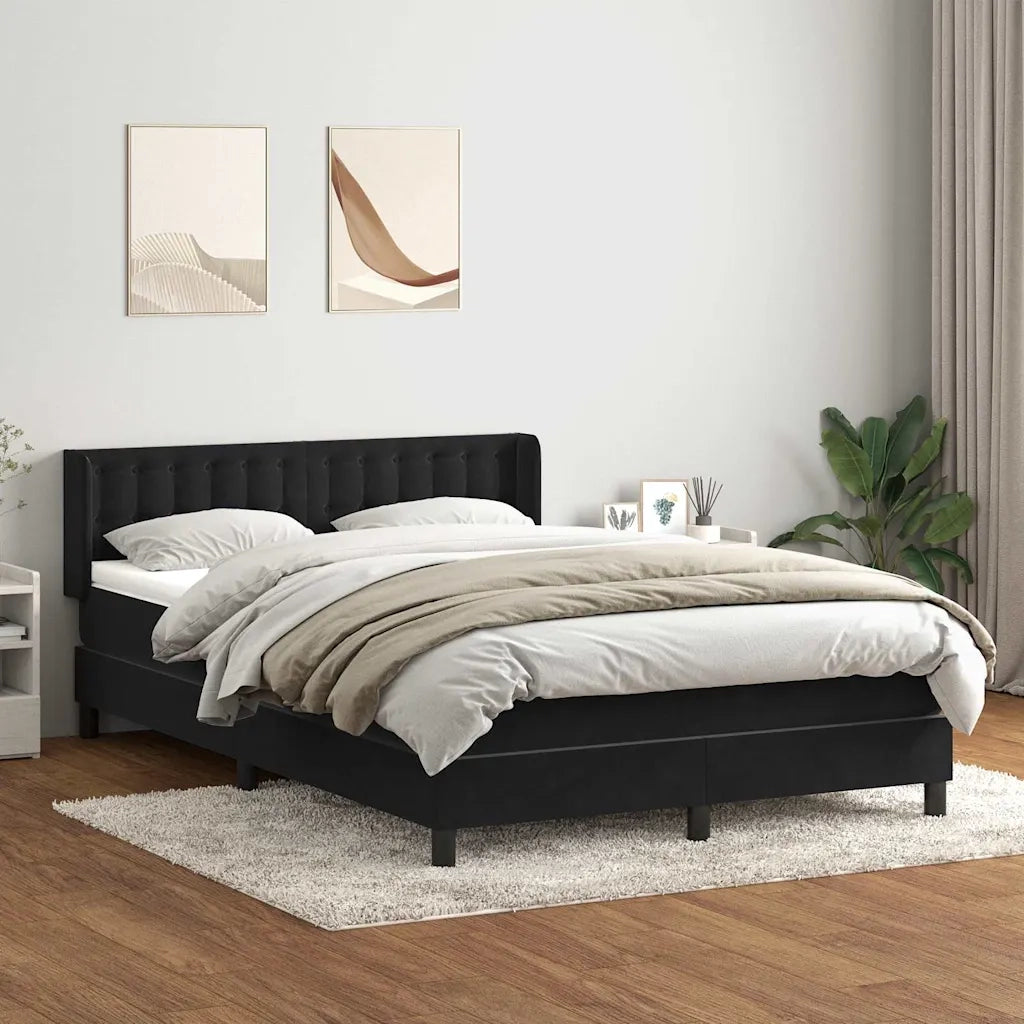 vidaXL Giroletto a Molle con Materasso Nero 160x210 cm in Velluto