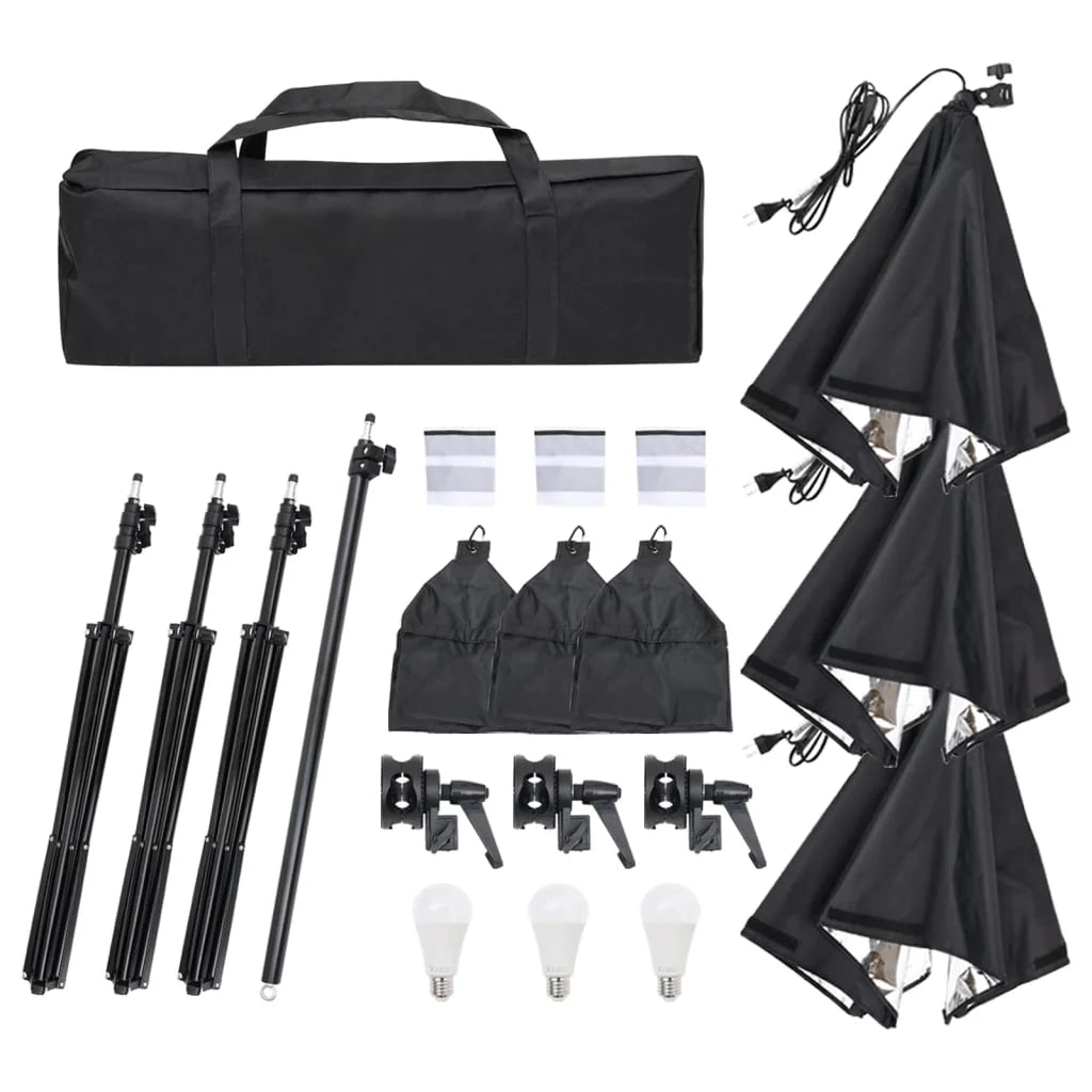 Kit per studio fotografico con illuminazione fondale e riflettore nero 02_0042483