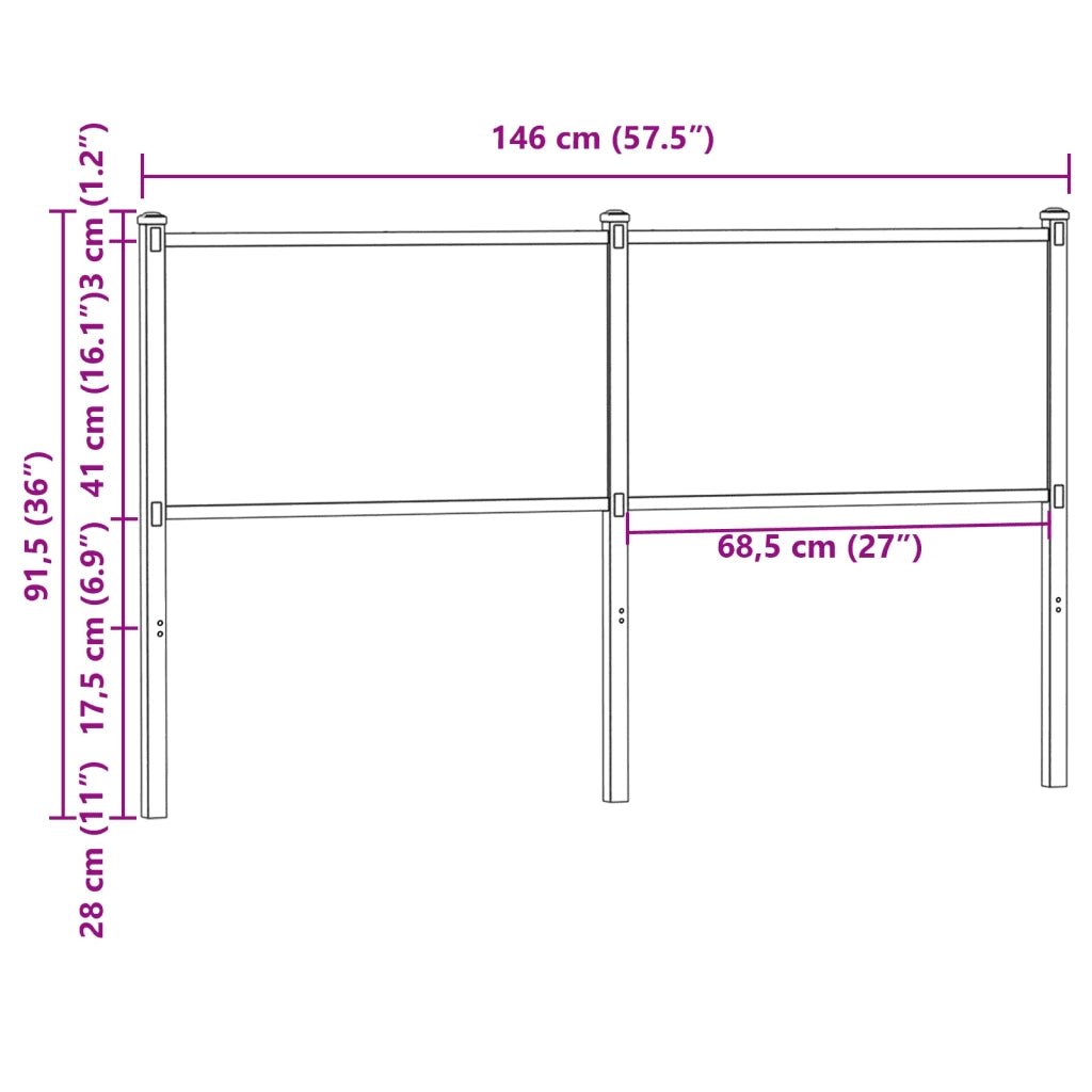 Testiera di Ricambio Rovere Fumo 140 cm in Legno Multistrato e Acciaio 4007700