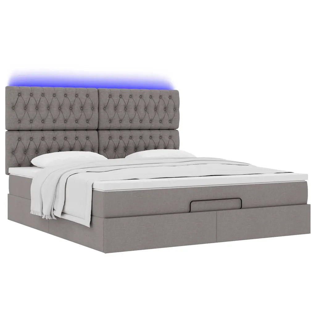 Struttura Letto Pouf con Materasso Tortora 180x200cm in Tessuto 3314111