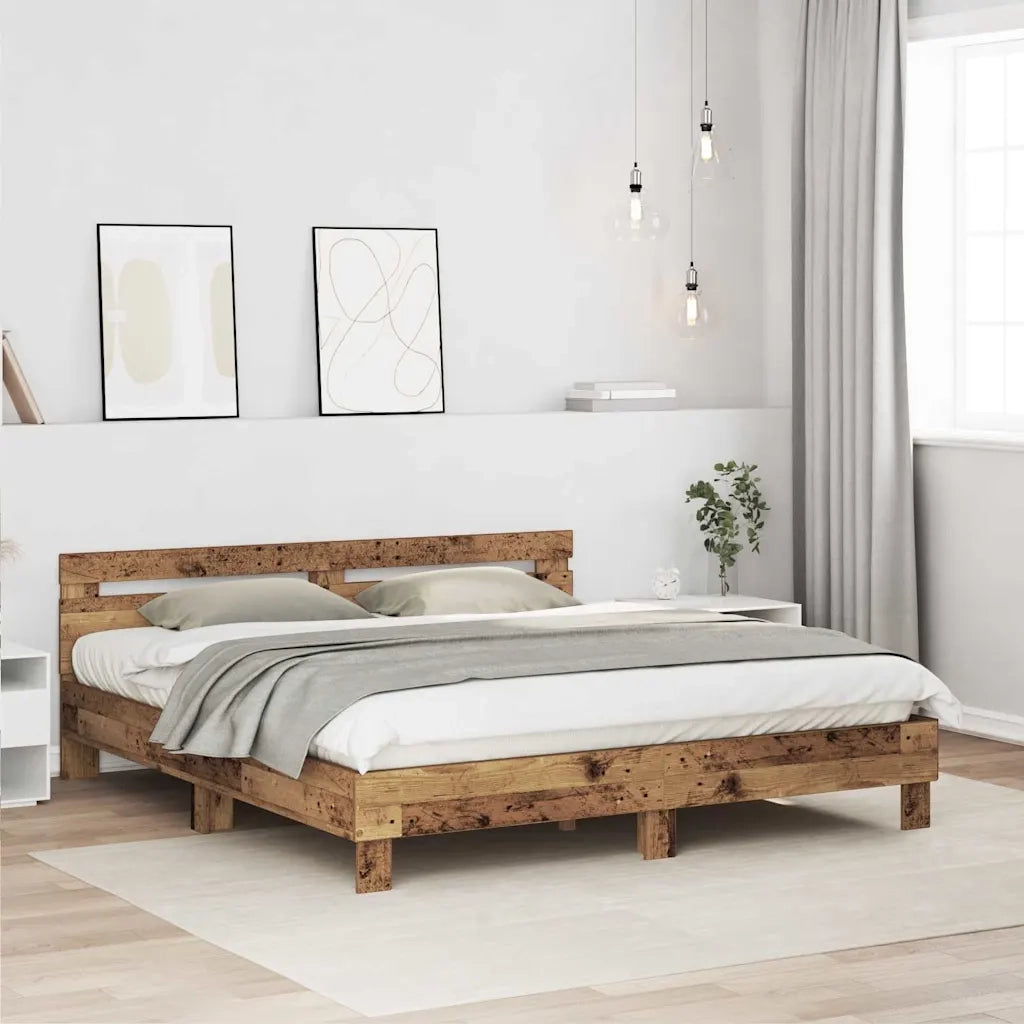 vidaXL Struttura del letto con testiera Legno vecchio 180 x 200 cm