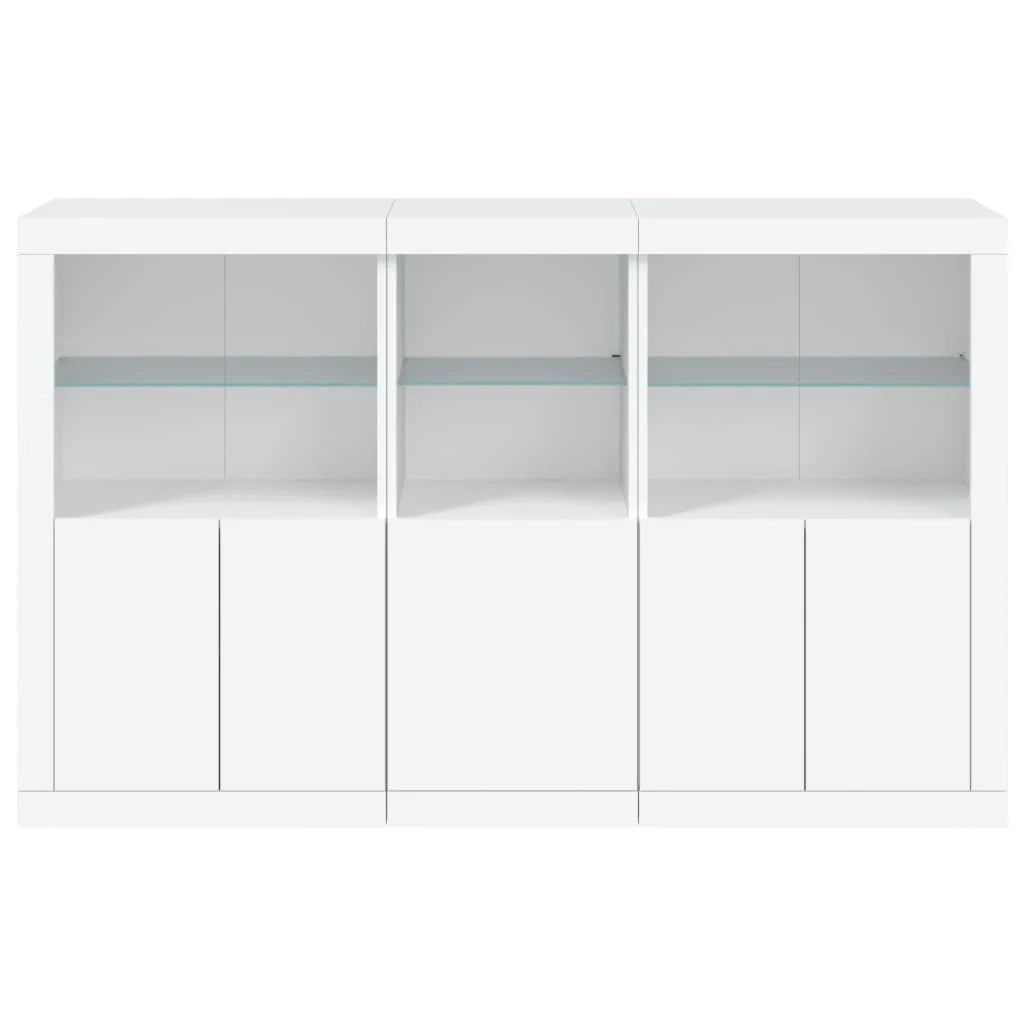 Buffet credenza cassettiera armadio mobile contenitore organizer per cucina soggiorno salotto con luci LED 162 x 37 x 100 cm bianco 02_0029831