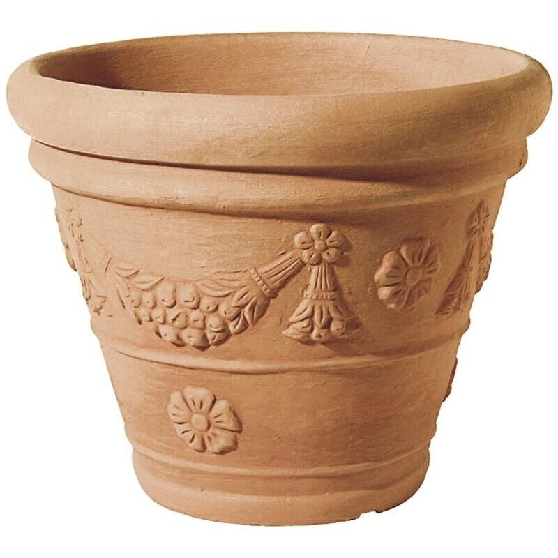 TELCOM TROPEA VASO A  CONCA IN RESINA EFFETTO TERRACOTTA CON DECORO 40 X H34 CM
