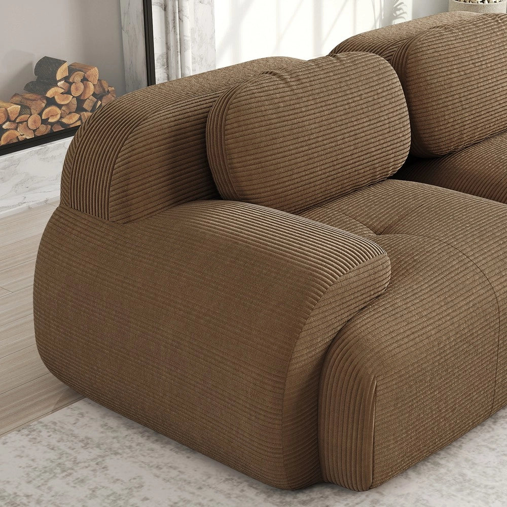 Divano angolare con cuscini ¨C Minimal ¨C marrone tessuto velluto