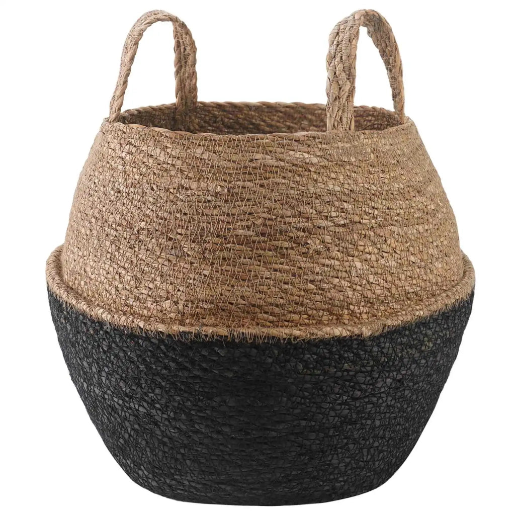 Vaso da fiori con manici Nero Ø 32 x 32 cm 100% Erba marina 42012262