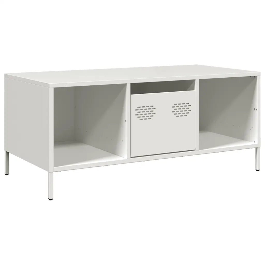 Tavolino da salotto | Tavolino da caff¨¨ | Tavolino da Soggiorno Bianco 101,5x50x43,5 cm in Acciaio Laminato a Freddo