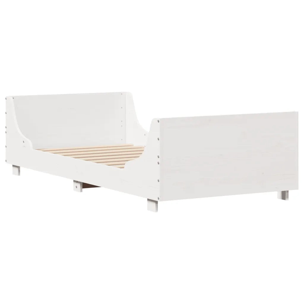 Letto senza Materasso-Struttura Letto Bianco 75x190 in Legno Massello di Pino 668497