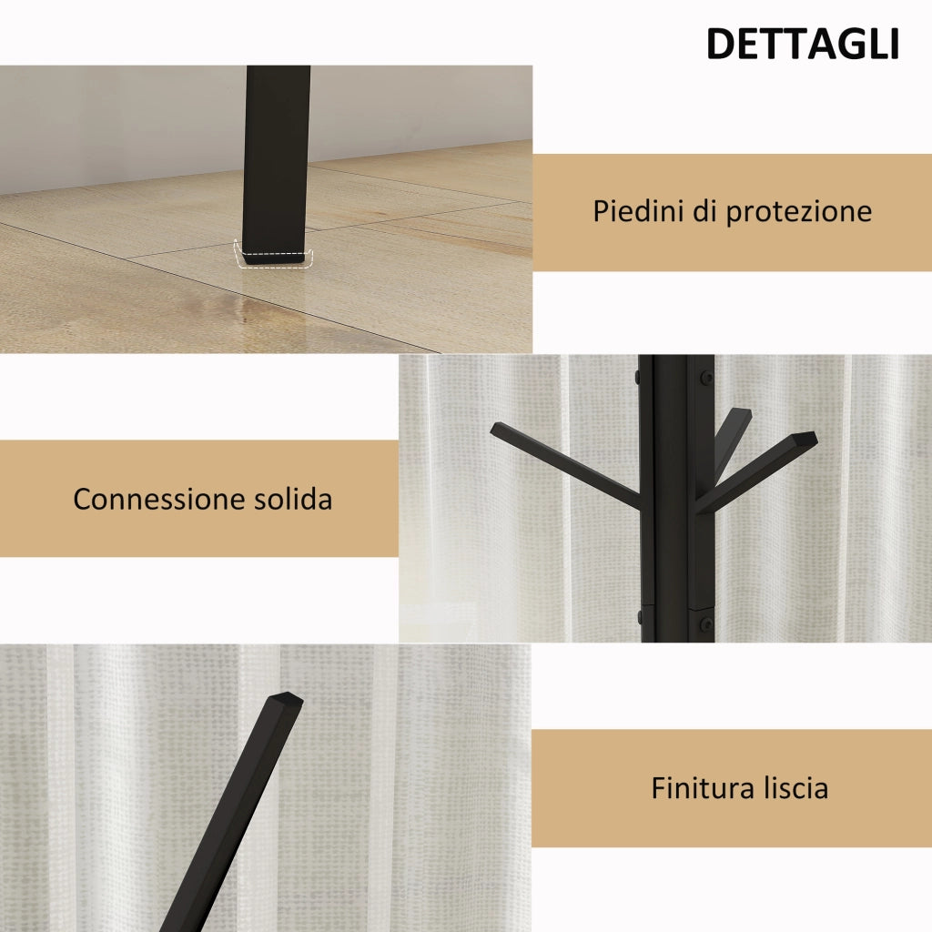 EasyComfort Appendiabiti da Terra Verticale Moderno per Ingresso, 45x45x180cm, Nero