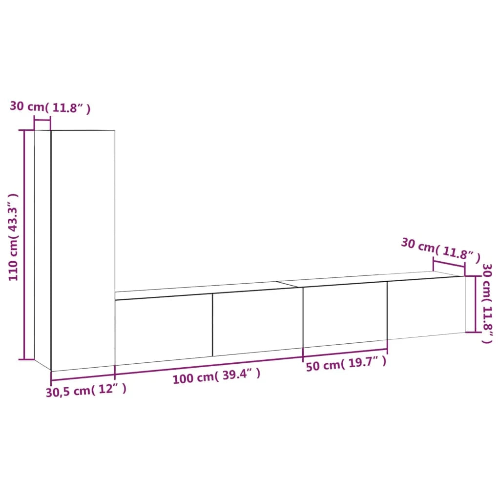 Set di mobili in legno ingegnerizzato Sonoma da 3 pezzi (mobile credenza mobile TV soggiorno camera da letto salotto) - 02_0024638