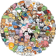100 Sticker Animali Carini per Bambini - Sticker Vinile Idrorepellente per Onde Sonore, Laptop, Skateboard, Telefono Cellulare, Chitarra, Auto e Scrapbook.