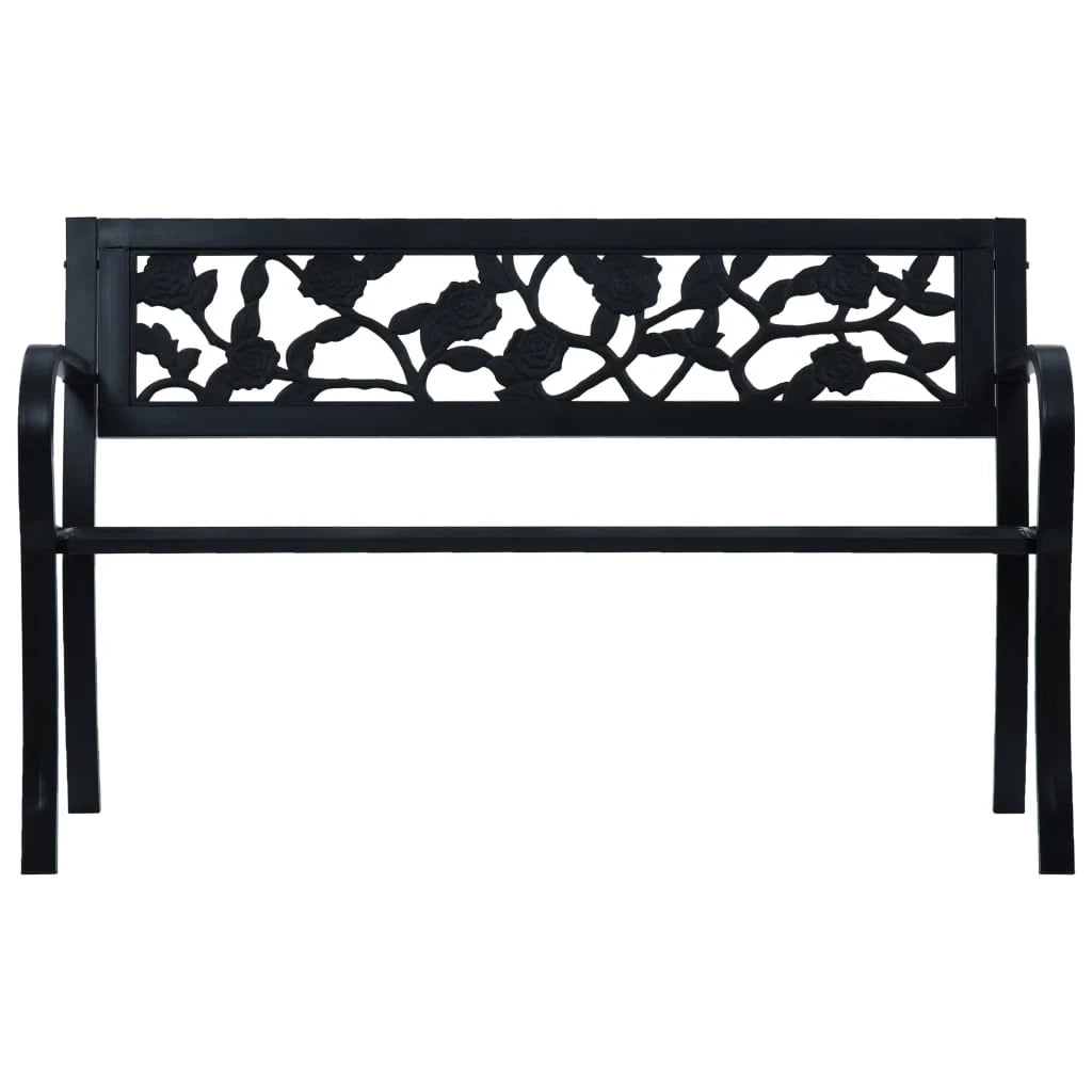 Panca da giardino mobili da esterno terrazza 125 cm acciaio nero 02_0011235