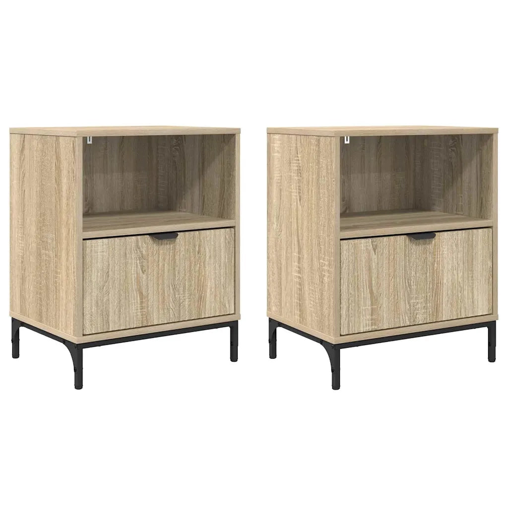 Set di 2 Comodini | Armadio da Notte | Mobiletto da notte rovere sonoma 49 x 36 x 61 cm