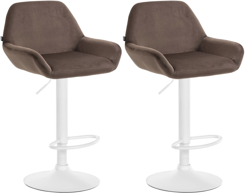 Set di 2 sgabelli da bar Braga velluto bianco 2