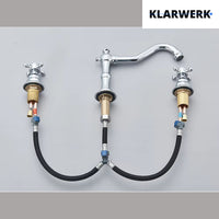 JULIAN | Rubinetto da bagno vintage a 3 fori cromo lucido Lavello in acciaio inossidabile retrò premium | Antico miscelatore 2 maniglie argento