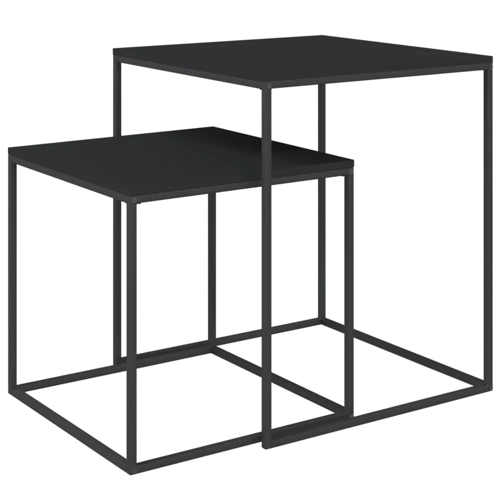 Set di 2 tavolini da caffè legno ingegnerizzato e metallo nero 02_0042117