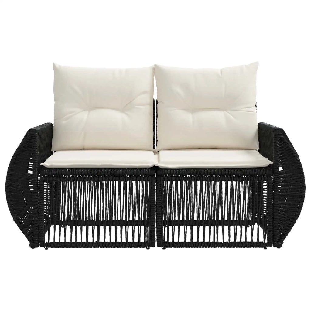 Divano da giardino 2-Numero di posti Nero polyrattan 42026701